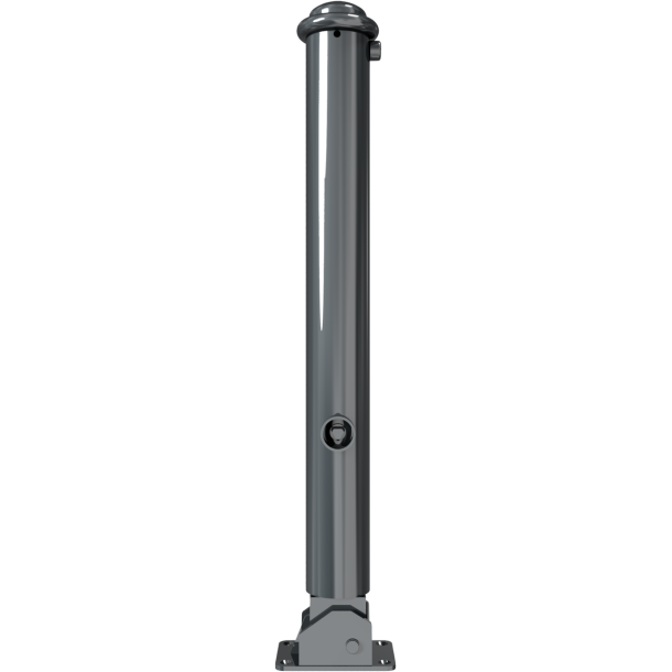 Ornamental bollard | Series 481B | � 82 mm | foldable, self-engaging lockto be fixed by plugs, with base plate 100 x 150 mm | with triangular locking mechanism acc. with DIN 3223 | with 1 eyelet